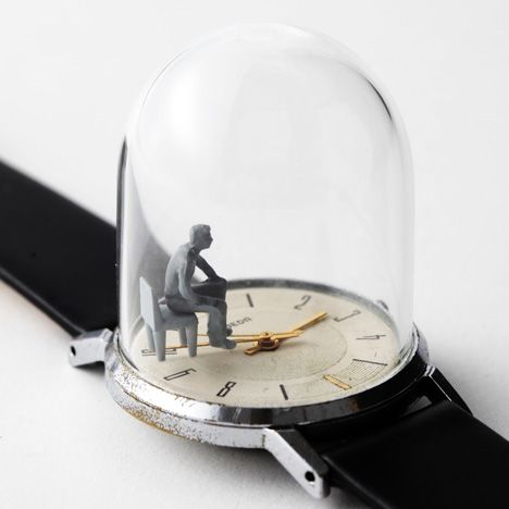 Watch sculptures - Moments in Time by Dominic Wilcox Weird Watch, Watch Art, Time Keeper, Clock Art, The Bell Jar, Time Art, Miniature Figures, Tick Tock, Glass Dome