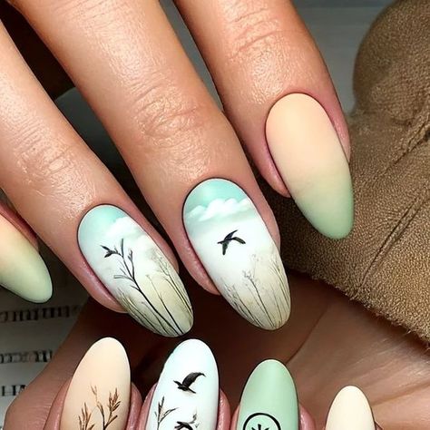 Tamara Margaryan on Instagram: "Enhance your nails with custom logos and elegant designs inspired by nature. 🌿✨  #customnaildesigns #minimalistbeauty #natureinspiredartwork #uniquenails #ɴᴀɪʟɢᴏᴀʟs" Nails Birds Design, Bird Nails, Bird Nail Art, Xmas Nail, Nail Collection, Holiday Nail, Minimalist Beauty, Xmas Nails, Elegant Designs