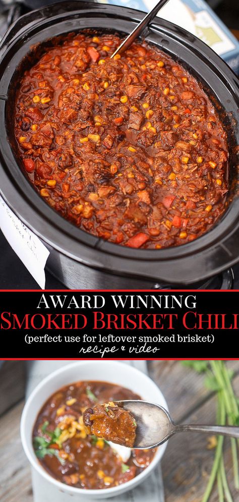 Smoked Brisket Chili Recipe, Beef Brisket Chili, Brisket Chili Recipe, Smoked Brisket Chili, Brisket Recipes Smoked, Favorite Chili Recipe, Brisket Recipe, Beef Brisket Recipes, Brisket Chili