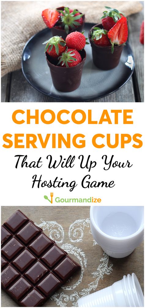 How To Make Chocolate Cups, Chocolate Shell Desserts, Chocolate Cups How To Make, Chocolate Cup Desserts, Edible Tea Cups, Chocolate Hacks, Chocolate Cream Puff, Ice Cream Cocktails, Flourless Chocolate Cookies