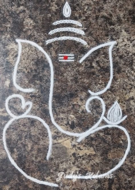 Ganpati Bappa Rangoli Simple, Ganesh Rangoli Design Simple, Kolam Painting, Mini Kolam, Vinayagar Chathurthi, Chaturthi Decoration, Ganesh Rangoli, Diwali 2024, Margazhi Kolam