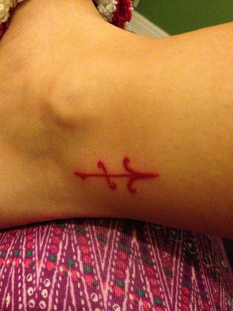 Sagittarius symbol in red Sagittarius Symbol, Sagittarius Tattoo, Fish Tattoos, Jesus Fish Tattoo, Tattoos And Piercings, Tatting, Piercings, Tattoos, Red