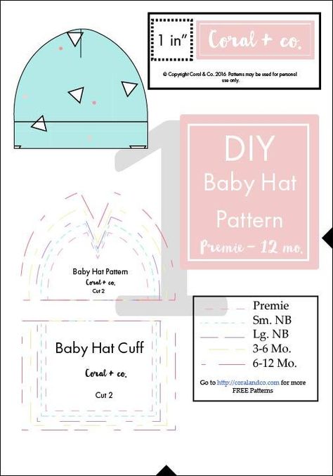 DIY Baby Hat Sewing Pattern and Tutorial - Knit Baby Hat Baby Hat Sewing Pattern, Baby Hat Pattern, Hat Sewing Pattern, Pola Topi, Hat Sewing, Easy Baby Blanket, Hat Patterns To Sew, Diy Bebe, Baby Hat Patterns