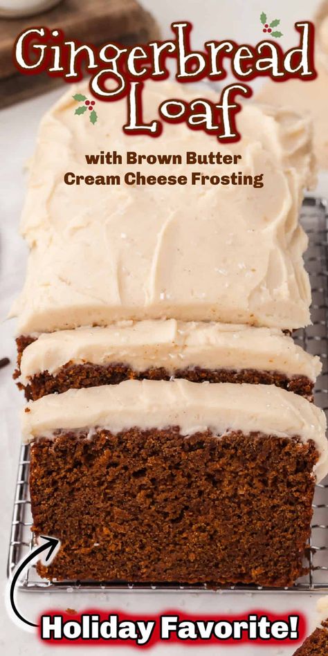 Ginger Loaf Bread, Ginger Bread Loaf Cake, Ginger Loaf Cake Recipe, Best Gingerbread Loaf Recipe, Easy Gingerbread Loaf, Gingerbread Cream Cheese Frosting, Spiced Gingerbread Loaf, Gingerbread Quick Bread, Ginger Bread Recipes House