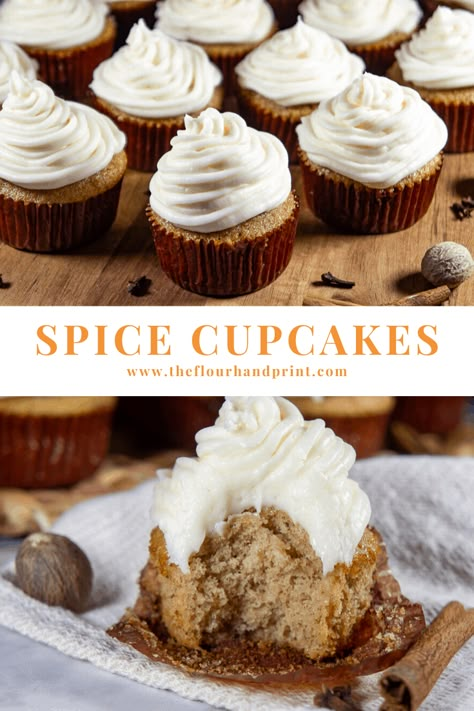 Cupcakes Cinnamon, Galette Des Rois Recipe, Pumpkin Cupcake Recipes, Maple Cream Cheese Frosting, Cake Mix Cupcakes, Maple Cream Cheese, Spice Cake Recipes, Fall Baking Recipes, Cupcakes With Cream Cheese Frosting