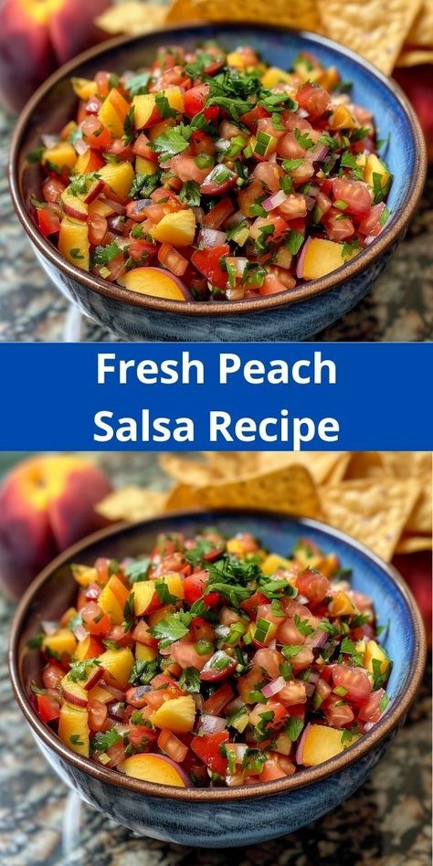 How about a refreshing salsa recipe? Our Fresh Peach Salsa Recipe is a must-try. Combining fresh peaches and avocado, it's a top choice among peach salsa recipes and perfect for fans of peach recipes. Peach Salsa Recipe, Peach Salad Recipes, Peach Salsa Recipes, Salad Bowl Recipes, Summer Appetizers, Fresh Peach Recipes, Peach Dessert, Easy Salsa Recipe, Gourmet Salad