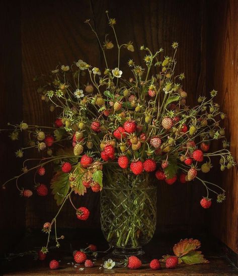 D Ô E N on Instagram: “A bouquet of wild strawberries 🍓 via @derletztewolf ⠀⠀⠀⠀⠀⠀⠀⠀⠀ ~ ⠀⠀⠀⠀⠀⠀⠀⠀⠀ Image Description // an oil painting shows a vase full of wild…” Strawberry Runners, Strawberry Bouquet, Picking Strawberries, Strawberry Roses, Strawberry Summer, Strawberry Flower, Daucus Carota, Flower Arrangements Simple, Wild Strawberries