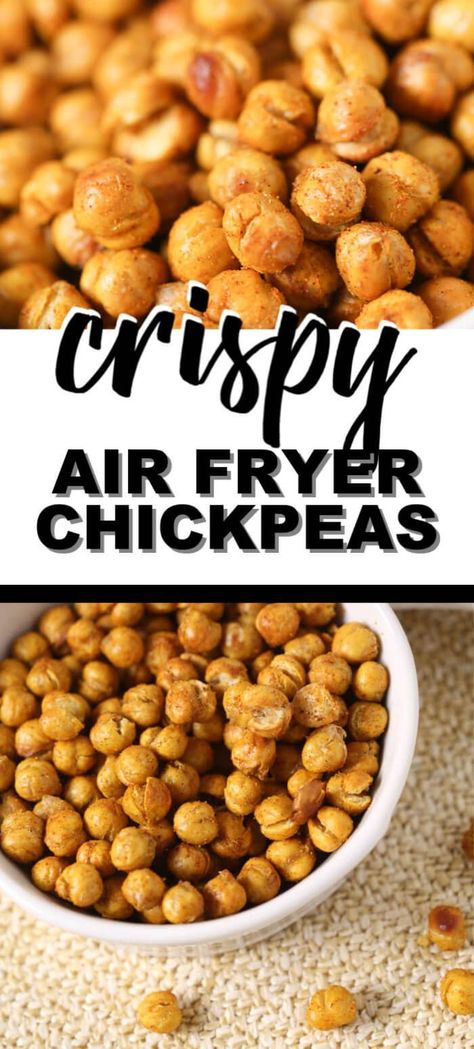 This Roasted Chickpeas recipe is quick and easy.  To make these crispy chickpeas I use a neat tool that's great even if you don't have an air fryer. #itisakeeper #airfryer #chickpeas #easysnack #easyrecipe #quickrecipe #healthyrecipe Crispy Air Fryer Chickpeas, Air Fryer Chickpeas, Chic Peas, Chickpea Recipes Roasted, Chickpeas Recipe, Cooks Air Fryer, Party Spread, Crispy Chickpeas, Crunchy Snack