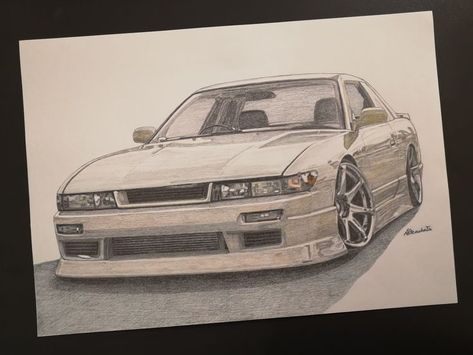 S13 Drawing, Nissan Silvia S13, Jdm Stance, Cars Drawing, Silvia S13, Nissan Silvia, Car Drawings, Automotive Design, Jdm