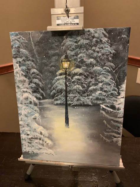 Trending Acrylic Painting Ideas, Winter Wonderland Painting Ideas, Narnia Painting Ideas, Winter Painting Ideas Watercolors, Fantasy Acrylic Painting Ideas, Harry Potter Christmas Painting, Winter Tree Painting Acrylic, Canvas Painting Ideas Winter, Winter Painting Ideas Acrylic