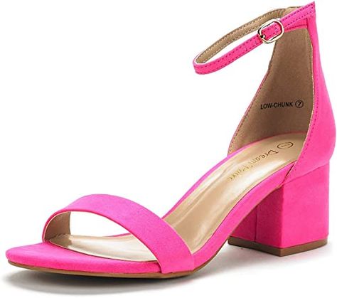 Amazon.com | DREAM PAIRS Women's Low-Chunk Low Heel Pump Sandals | Heeled Sandals Feminine Sandals, Low Heel Pumps, Winter Slippers, Red Bottoms, Pink Heels, Suede Sandals, Pump Sandals, High Heel Pumps, Heeled Sandals