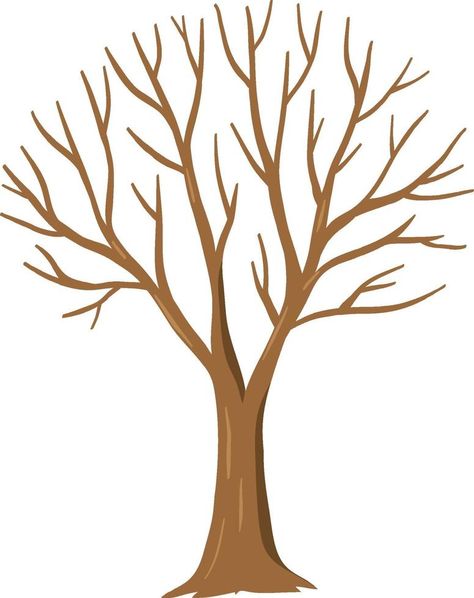 Tree Without Leaves, Tree Drawing Simple, Tree Outline, Cartoon Trees, Picture Tree, Tree Templates, Simple Tree, Leaves Illustration, Leaf Clipart