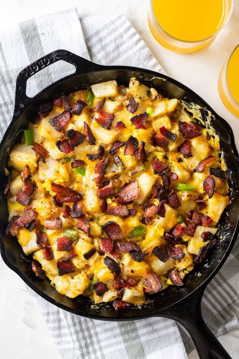 Eggs Bacon Potatoes Casserole, Potato Egg Bacon Breakfast, Bacon Eggs Recipes, One Pan Breakfast Skillet, Bacon Eggs Potatoes Skillet, Farmers Breakfast Skillet, Bacon Egg And Potato Breakfast Skillet, Breakfast Bake With Potatoes, Egg And Potatoes Breakfast