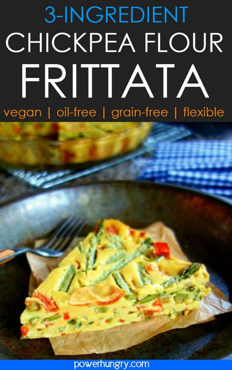 3-ingredient chickpea flour frittata made with chickpea flour, cashews, & vegetables! It is oil-free, grain-free, gluten-free, versatile & easy. #chickpeaflour #3ingredients #frittata #eggfree #dairyfree #oilfree #grainfree #glutenfree #soyfree #veganegg #cleaneating #cleaneats #lowcalorie #vegetables #pantry #frugal #easy #fast #blender #cashews #fitnessfood #lowcalorie #highprotein #veganprotein Vegan Frittata, Chickpea Flour Recipes, Raw Potato, Vegan Chickpea, Savory Dishes, Oil Free Vegan, Vegan Eggs, Raw Cashews, Ground Turmeric