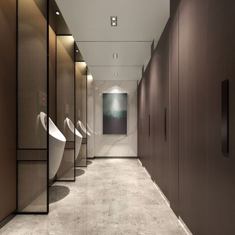 Public Washroom Design, Urinal Design, Restroom Tile, Public Restroom Design, Public Washroom, Commercial Bathroom Designs, Toilet Design Modern, Cubicle Design, Toilet Cubicle