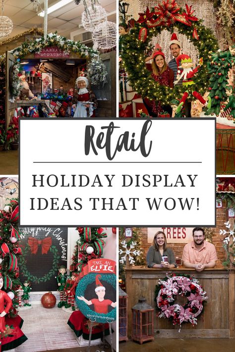 Amazing Christmas Displays, Christmas Decor Ideas Retail Store, Home Decor Store Christmas Display, Christmas Decor Store Display, Christmas Store Displays Retail Holiday, Retail Ideas Creative, Retail Holiday Display, Retail Store Christmas Decorations, Christmas Decor Ideas For Retail Store