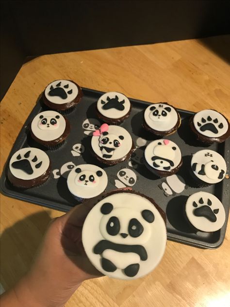 Panda cupcakes Panda Cupcake Cake, Panda Bear Cupcake Cake, Panda Cake Ideas Simple, Panda Cupcake Toppers, Panda Bamboo Cake, Panda Cupcakes, Panda Cake, Cake, Quick Saves