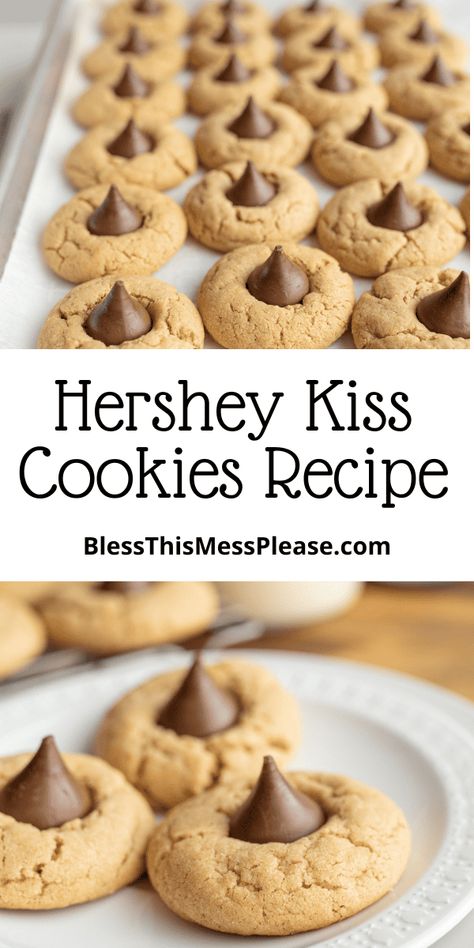 Hersey Kiss Cookies, Cookies With Hershey Kisses, Kiss Cookies Recipe, Kiss Cookie Recipe, Hershey Kiss Cookies, Hershey Cookies, Peanut Butter Blossom Cookies, Kiss Cookies, Blossom Cookies