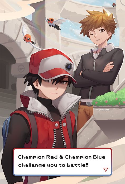 Red and Green/Blue Pokemon Masters HiroSenpaiArt on DeviantArt / Hiro-Senpai (@HiroSenpaii) on Twitter / hirosenpai on Instagram Elesa Pokemon, Blue Pokemon, Pokemon Masters, Pokemon Trainer Red, Trainer Red, Rayquaza Pokemon, Green Pokemon, Lucario Pokemon, Pokemon Red Blue