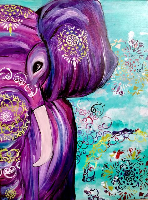 Indian Elephant Art Boho, Indian Elephant Art, Art Igcse, Spiritual Art Painting, Art Journal Challenge, Florida Christmas, Elephant Painting, Elephant Art, A Level Art