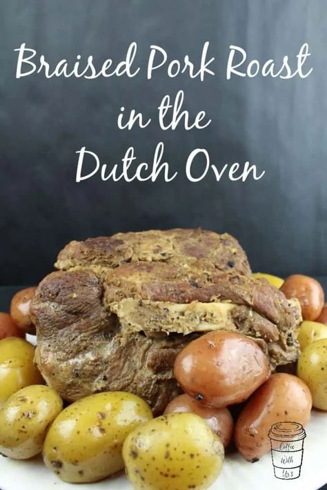 Roast Dutch Oven, Pork Shoulder Recipes Oven, Roast In A Dutch Oven, Braised Pork Roast, Braised Pork Loin, Roast In Dutch Oven, Dutch Oven Recipe, Pork Loin Roast Recipes, Recipe Pork