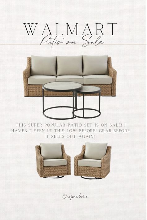 Costco Patio Furniture, Tan Cushions, Small Deck Furniture, Deck Furniture Layout, Patio Set Up, Comfortable Patio Furniture, 3 Piece Patio Set, Patio Furniture Layout, Patio Furniture Conversation Sets