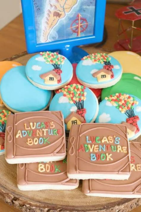 Up Theme Dessert Table, Up 1st Birthday Theme, Up Themed Cookies, Up Movie Decorations, Up Themed Baby Shower Ideas, Up Baby Shower Theme, Up Birthday Party Theme Disney, Up Baby Shower Ideas, Up First Birthday Party