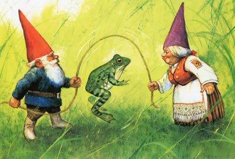 Rien Poortvliet (1932-1995) — Gnome Elf David, Lisa and Frog "The Secret Book of Gnomes" by Wil Huygen (1500x1019) Folk Creatures, Angela Rippon, Redwall Abbey, Hobbit Homes, Gnomes Book, Beehive Art, David The Gnome, Blueberry Loaf, Forest Magic