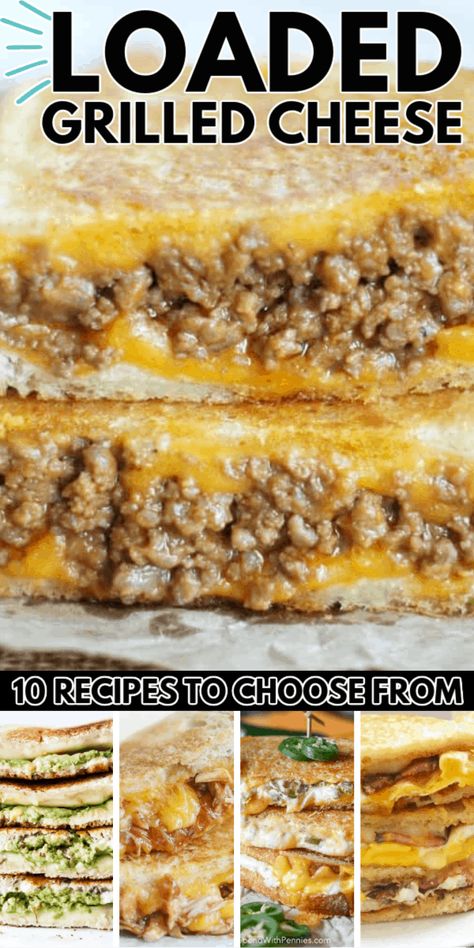 Loaded Grilled Cheese, Gluten Free Grilled Cheese, Grilled Cheese Sandwich Recipes, Sloppy Joe Grilled Cheese, Best Grilled Cheese Sandwich, Good Protein Foods, Grilled Cheese Sloppy Joe, Ultimate Grilled Cheese, Grilled Sandwiches