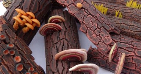 Liked on Pinterest: In this tutorial you will find my unique technique to make a polymer clay bark of course on step-by-step photos. You will find there also how to Polymer Clay Kunst, Clay Fairies, Polymer Clay Sculptures, Polymer Clay Christmas, Polymer Clay Miniatures, Clay Miniatures, Fimo Clay, Polymer Clay Flowers, Sculpting Clay