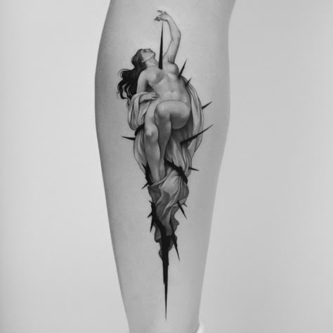 Vetruvius Man Tattoo, Composition Tattoo, Tattoo On Calf, Tattoo Composition, Age Tattoo, Tattoo Calf, Thorn Tattoo, Medieval Tattoo, Best Tattoo Ideas