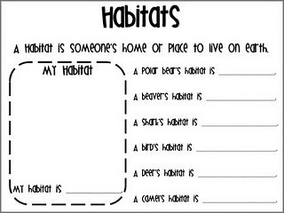 Habitats. I like this worksheet. However, I'll make my own because this font is difficult to read. Second Grade Science, 1st Grade Science, First Grade Science, Kindergarten Science, Animal Habitats, Science Resources, Elementary Science, Homeschool Science, Student Teaching