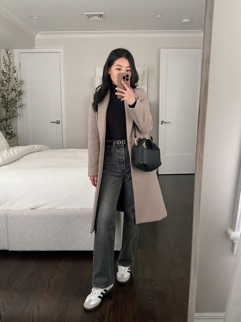 winter layers petite outfit levis ribcage jeans Levis Ribcage Jeans Outfit Winter, Levis Ribcage Jeans Outfit, Ribcage Levis, Outfit Levis, Levi Jeans Outfit, Levis Ribcage Jeans, Winter Warm Outfits, Uniqlo Heattech, Mango Coats