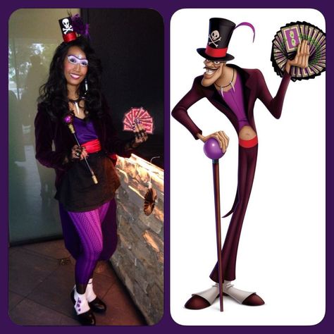 Fem Dr. Facilier Disney Villans Halloween Costume, Dr Facilier Costume Female, Dr Facilier Costume, Character Day Ideas, Dr Facilier, Halloween Parejas, Matching Halloween Costumes, Creepy Halloween Makeup, Halloween Makeup Diy