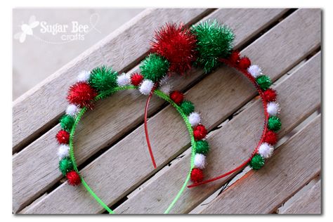 Sugar Bee Crafts: sewing, recipes, crafts, photo tips, and more!: Holiday Headbands Christmas Headband Diy, Crafts Holiday, Holiday Headbands, Christmas Hair Accessories, Friends Gifts, Operation Christmas Child, Christmas Headband, Bee Crafts, Different Holidays