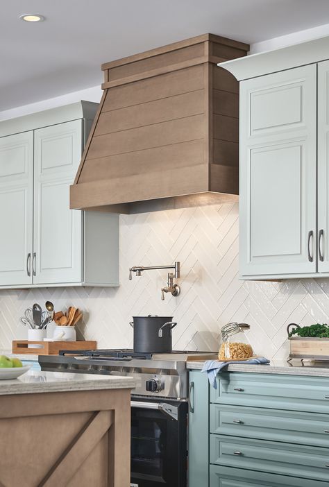 Wood Range Hoods, Raw Kitchen, Kitchen Hood Design, Kitchen Vent Hood, Kitchen Cabinet Samples, Shiplap Wood, Maple Kitchen Cabinets, Hood Ideas, Kitchen Vent