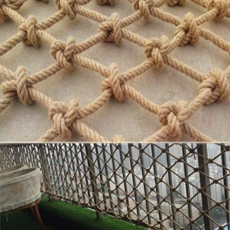 YX Anti-Fall Net Hemp Rope Net - Children's Outdoor Development Training Rope Protective Net Ceiling Hanging Bridge Decorative Hemp Rope Truck Cargo Trailer Netting (Size : 2×6m) Balcony Net, Net Ceiling, Child Fence, Rope Fence, Hanging Bridge, Net Making, Patio Railing, Wall Partition, Survival Knots