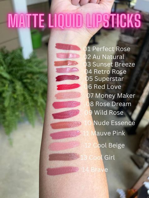 Farmasi Matte Liquid Lipstick, Liquid Lipstick Swatches, Perfect Lipstick, Au Naturale, Beauty Influencer, Matte Liquid Lipstick, Wild Roses, Matte Lipstick, Money Maker