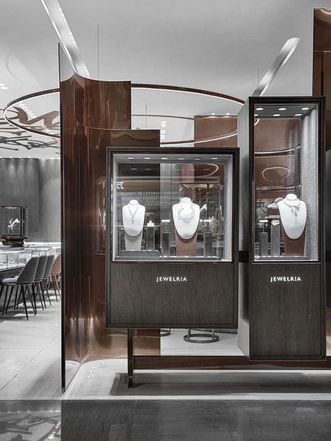 CHOW TAI FOOK JEWELLERY GROUP - JEWELRIA - One Plus Partnership Watch Showroom, Luxury Jewelry Display, Jewelry Store Interior, Luxury Jewelry Store, Retail Space Design, Jewelry Store Design, Jewellery Shop Design, Jewelry Display Case, Jewellery Showroom