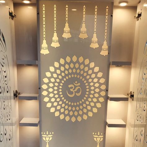 Customised acrylic Pooja mandir design wi tr h door and storage #acrylicmandir #acrylicmandirdesigns #acrylictemple #poojamandir #hometempledesigns #hometemple #temple #pocketdoor #templewithstorage #templewithdoor #plywoodmandir #woodenmandir #customisedtemple #acrylicdoormandir Do you prefer door or Open temple Acrylic Mandir Design, Acrylic Mandir, Pooja Mandir Design, Mandir Design, Pooja Mandir, Acrylic Design, Home Temple, Acrylic Designs, Pocket Doors