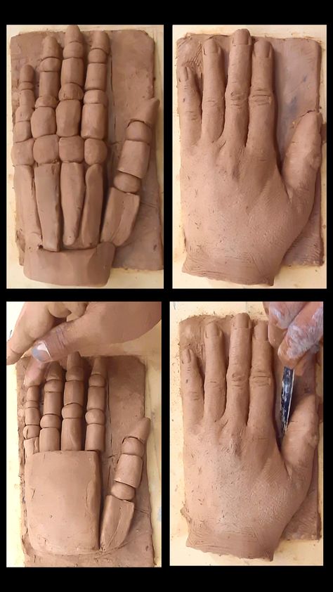 How To Sculpt Hands With Clay, How To Make Hands Out Of Clay, Clay Hands Tutorial, Human Anatomy Sculpture, How To Sculpt A Hand With Clay, How To Start Sculpting Clay, Hand Sculpting Clay, How To Sculpt Hands, How To Make Clay Hands