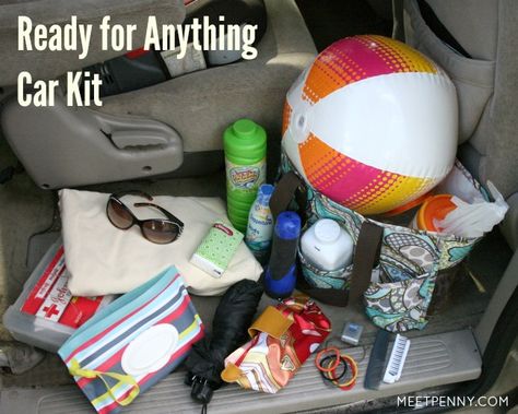 I want to be a fun mom but too often, I am a "not today" mom. Planning to pack a car kit of items our family would need to make fun and spontaneous trips to the beach, park, and more. Great ideas! Road Trip Meals, Hotel Room Hacks, Spontaneous Trips, Summer Ideas For Kids, Diy Cleaning Recipes, Car Packing, Camping Things, Car Activities, Summer Hacks