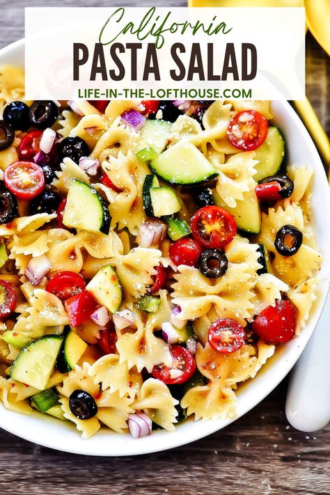 Flavor-packed California Pasta Salad California Pasta Salad, California Pasta, Amazing Pasta, Summer Pasta Salad Recipes, Cold Pasta Salad Recipes, Easy Pasta Salad Recipe, Cold Pasta Salad, Salad Pasta, Pasta Salad Italian