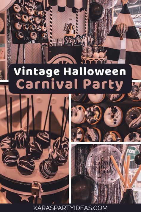 Vintage Halloween Carnival Party via Kara's Party Ideas - KarasPartyIdeas.com Tent Cake, Zebra Cupcakes, Pumpkin Owl, Carnival Tent, 1920s Halloween, Creepy Halloween Party, Vintage Halloween Party, Fall Carnival, Creepy Carnival