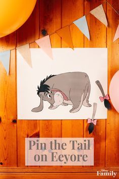 Pin The Tail On Eeyore, Eeyore Tail, Party Ideas For Adults, Pin The Tail, Pooh Party, Winnie The Pooh Themes, Disney Birthday Party, Disney Theme Party, Disney Baby Shower