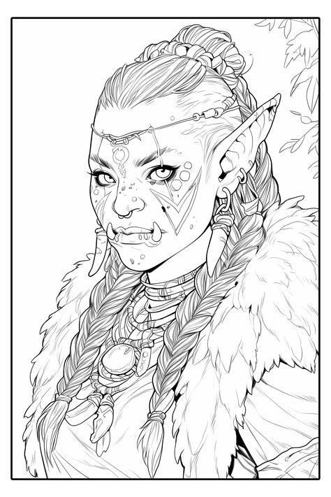 World Of Warcraft Coloring Pages, Dnd Coloring Pages, Lineart Reference, Female Base, Witch Coloring Pages, Adult Coloring Books Printables, World Of Imagination, Free Adult Coloring Pages, Unique Drawings