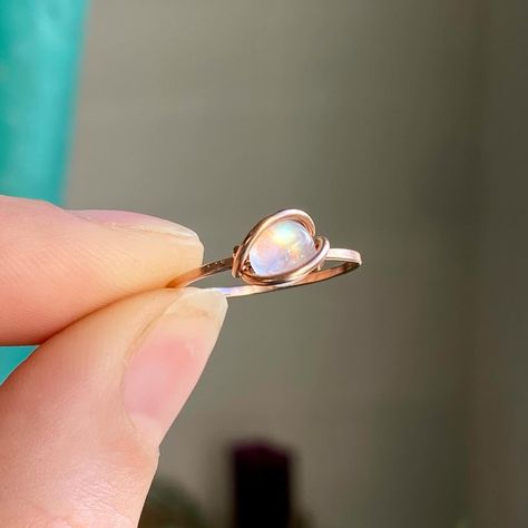 Any Rose Gold fans out there? 💕 I bought some 14k Rose Gold filled wire yearsss ago with the intention of adding some dainty moonstone rings to the shop. Long story short, 5 years later here they are! 🤣 These stunning rings are made with hand selected grade A Rainbow Moonstones and are set in a sleek and simple 14k Rose Gold filled wire band. $40 in shop now, I’ll be adding some more sizes soon so if you don’t see yours, leave me a comment below! . 🌟www.abbeyroadcollection.com . .. . #bohochi... Simple Moonstone Ring, Boho Chi, Stunning Rings, Moonstone Rings, Long Story Short, Long Story, Moonstone Ring, Moon Stone, A Rainbow