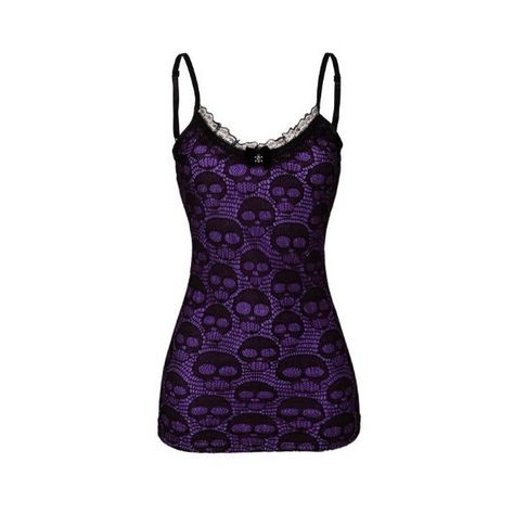 JAWBREAKER Vest Top LACE SKULLS Black Camisole PURPLE Goth M 10:... (43 BAM) ❤ liked on Polyvore featuring tops, tank tops, shirts, lacy camisole, lace camisole, purple camisole, black cami and black lace camisole Goth Tops, Mode Purple, Purple Goth, Lace Skull, Gothic Shirts, Pink Lace Tops, Skull Clothing, Black Camisole, Skull Shirts