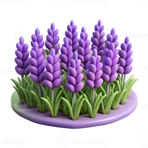 Set of purple lavender flowers 3d icon isolated on the transparent background Lavender Clay Art, Low Poly Flower, Clay Lavender, Png Poster, Flowers 3d, Props Art, Poster Layout, 3d Icons, Creative Poster Design