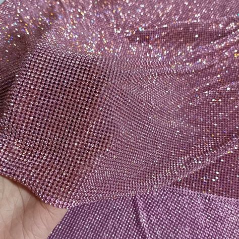 Rose Pink High Quality Premium Crystal Mesh 2mm Chainmail LT Rose Diamond Metal Mesh Fabric For Dresses, Fashion and Accessories Clothing Fabric Patterns, Crystal Fabric, Diamond Fabric, Monster Crafts, Rose Diamond, Shimmer Wall, Hand Beaded Embroidery, Pink Chrome, Mesh Fashion